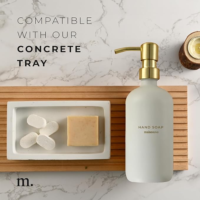 MaisoNovo Soap Dispenser 2-Piece Set | 16.9oz Clear Bottles with Gold Stainless Steel Pumps