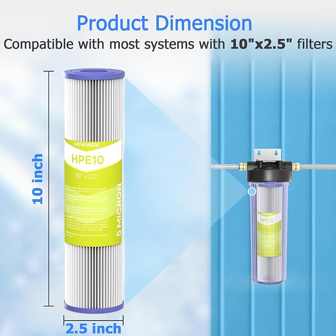 5 Micron Whole House Water Filter Cartridge, Pleated Sediment Filters - Image 4