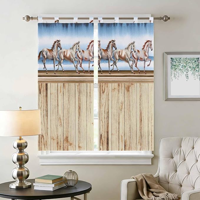 Western Horse Bedroom Curtains 72 Inch Length, Window Curtains Tab Top - Image 2