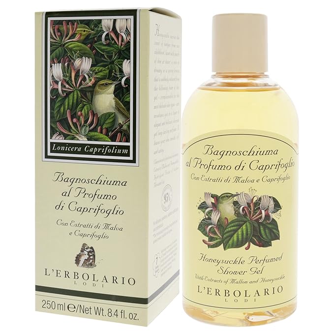 L'Erbolario Shower Gel - Moisturizing Body Wash for Smooth Skin - Softening and Nourishing Floral Body Soap for Delicate Skin - Honeysuckle - 8.4 oz