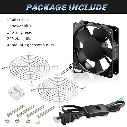 Metal Axial Muffin Fan AC 110V 120V 120mm x 25mm Dual Ball High Performance - Image 7