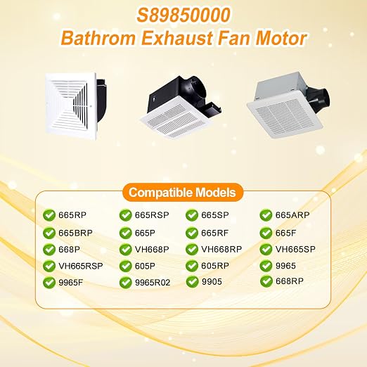 S89850000 89850000 Bathroom Exhaust Fan Motor & Blower Wheel Replacement – Fits - Image 2