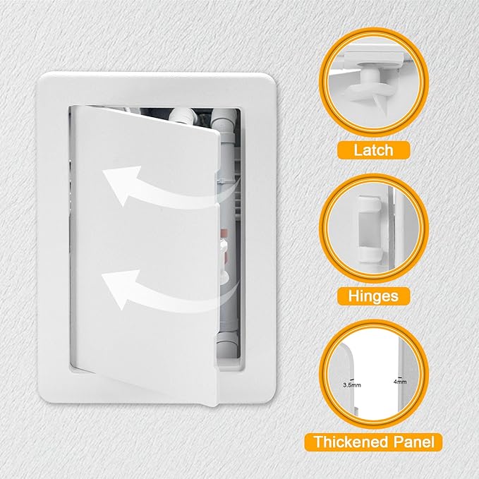 Suteck Plumbing Access Panel for Drywall Ceiling 4 x 6 Inch Reinforced Plastic Wall Access Doors Removable Hinged White