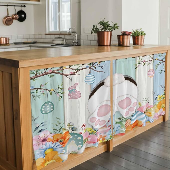 Easter Kitchen Tier Curtains 24 Inch Long 2 Panel Set, Rod Pocket Cafe Small - Image 7