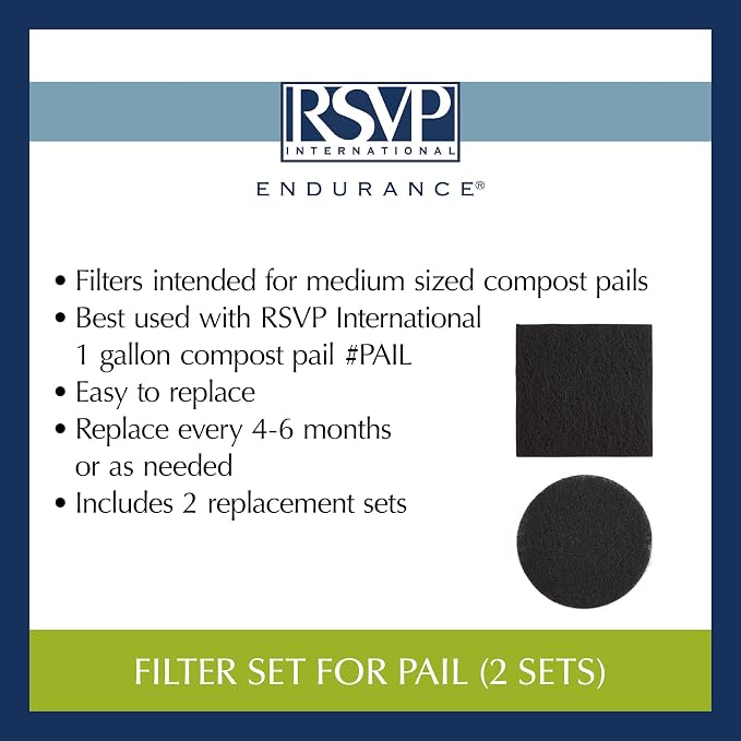 RSVP International Charcoal Compost Bin Filter 2-Piece Set Helps Keep Kitchen - Image 6