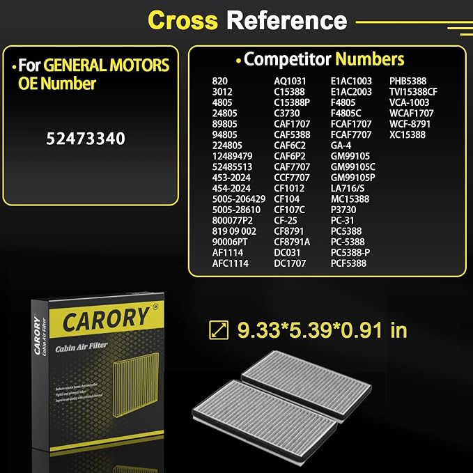 CARORY Cabin Air Filter w/Activated Carbon - Image 4