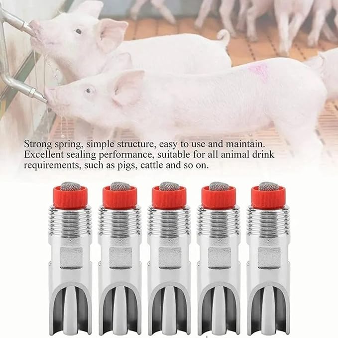 10Pcs Stainless Steel Automatic Nipples, Adjustable Prevent Leakage Pig Nipple - Image 3