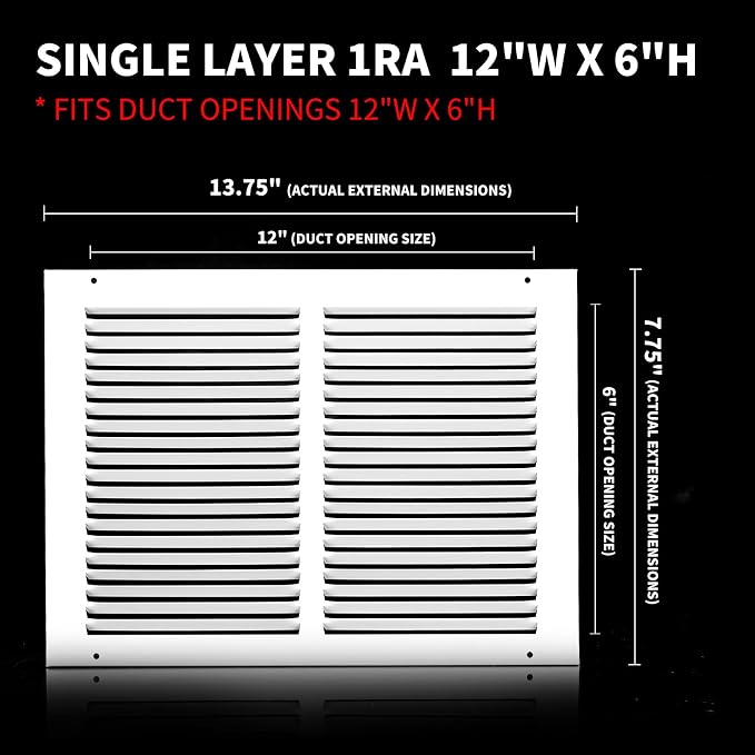12x6 Vent Cover, Air Return Vent Cover, Flat Vent Cover, Rejillas De Aire - Image 3