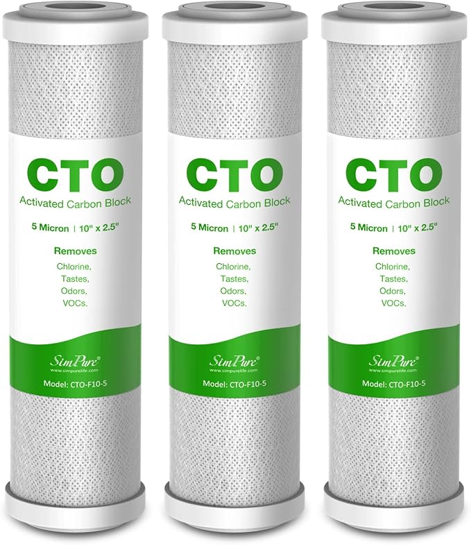 SimPure 5 Micron 10" x 2.5" Whole House Carbon Sediment Water Filter Cartridge by SimPure_Water
