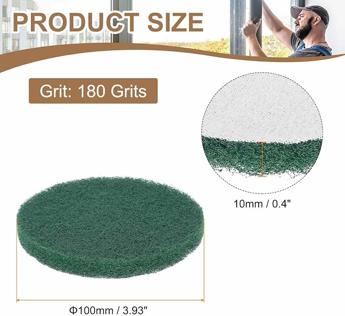 HARFINGTON 24pcs Scrubber Scouring Pads 180 Grits 4 Inch Drill Power Brush Hoop - Image 2