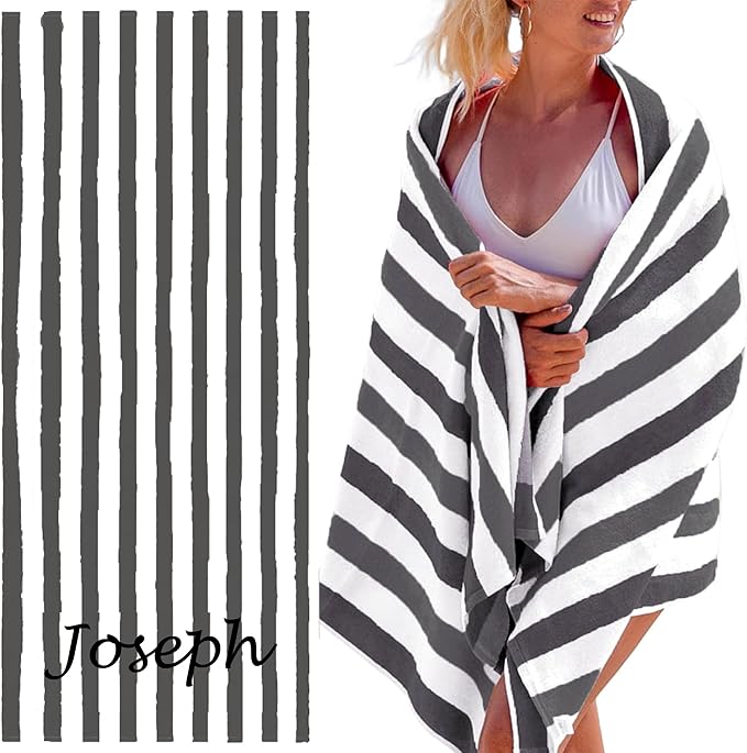 Personalized Passion Beach Towels for Adults - Custom Pool Towels with Name - Highly Absorbent Cotton - Striped Design for Women & Men - Large 70x30 Bath Sheet for Hotel, Swim & Camping - Dark Gray