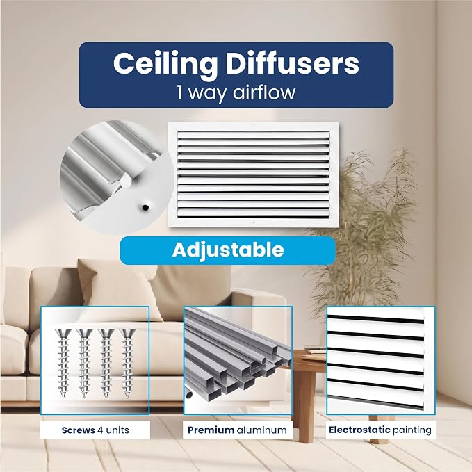 12x14 Aluminum 1-Way Air Vent Cover Wall or Ceiling Register – Multi-Shutter - Image 4