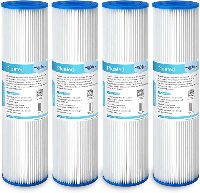 Membrane Solutions 20 Micron Pleated Polyester Sediment Water Filter 10"x2.5" by MembraneSolutions