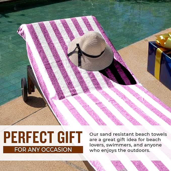 Personalized Passion Beach Towels for Adults - Custom Pool Towels with Name - Highly Absorbent Cotton - Striped Design for Women & Men - Large 70x30 Bath Sheet for Hotel, Swim & Camping - Lavender