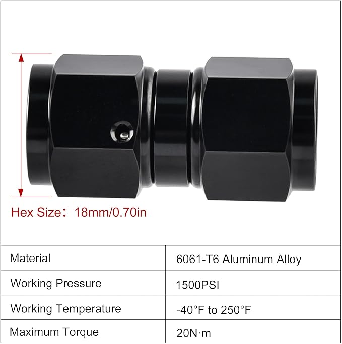 EVIL ENERGY 6AN Female to 6AN Female Straight Swivel Coupler Union Fitting - Image 2