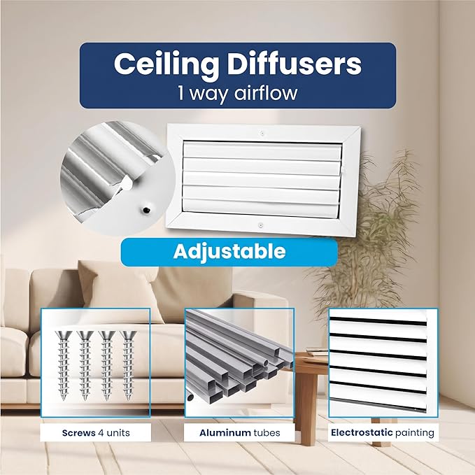 6x10 Aluminum Wall Ceiling Air Vent Register 1-Way HVAC Vent Cover - Image 4