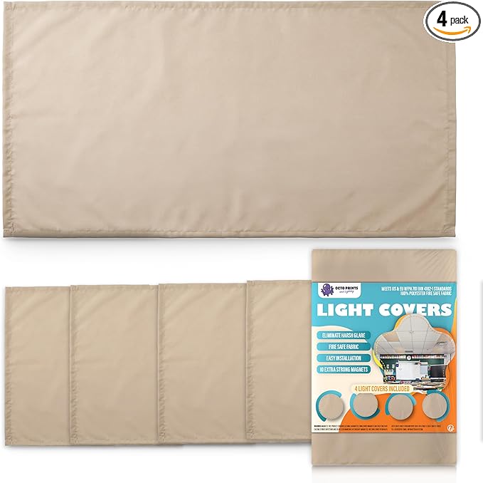Fluorescent Light Covers for Ceiling Lights Classroom, Magnetic Fabric Light by OctoLights