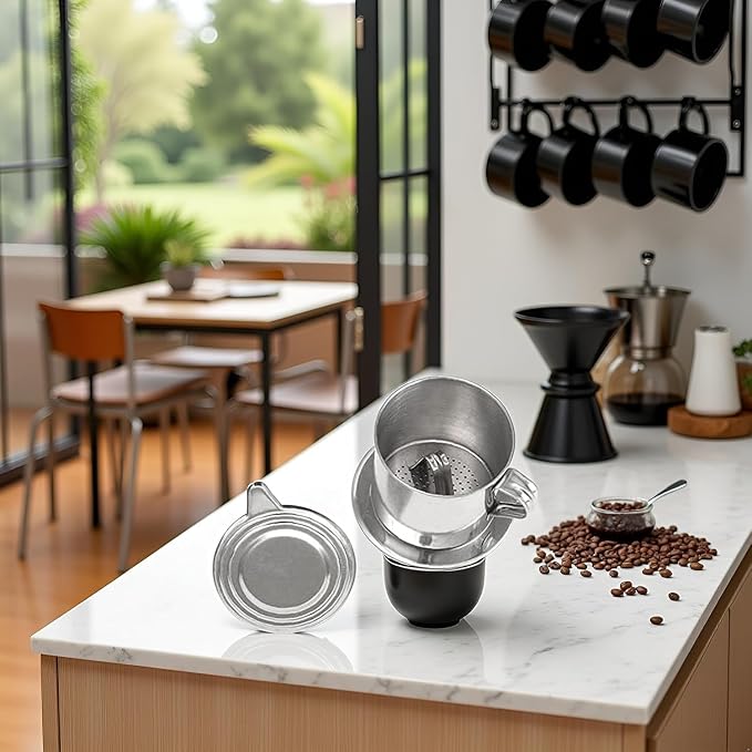 2 Sets Vietnamese Coffee Filter Stainless Steel Coffee Pot Drip Infuse Cup - Image 6