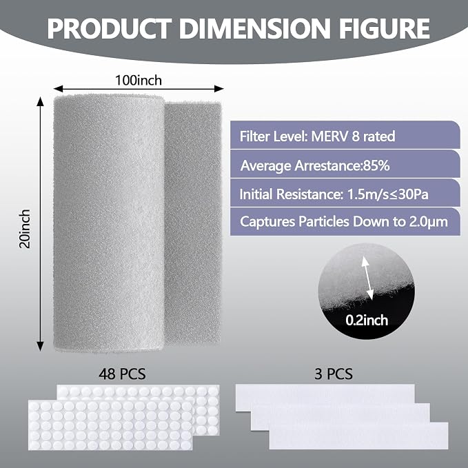 20" x 100" Air Vent Filters, - Image 2