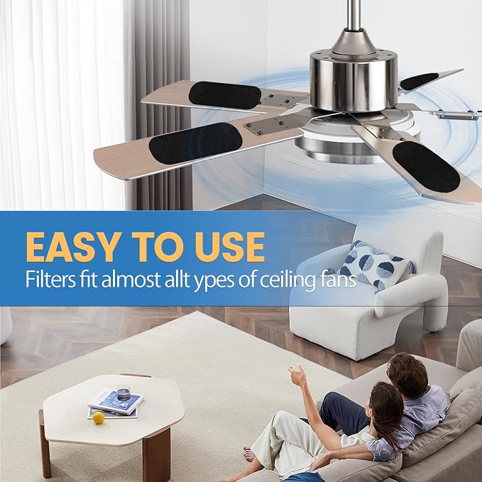 Ceiling Fan Filters for Blades, Activated Coconut Carbon Fan Filter for Ceiling - Image 2