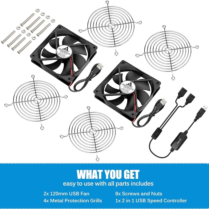 GDSTIME Quiet Dual 120mm USB Fan - Image 7