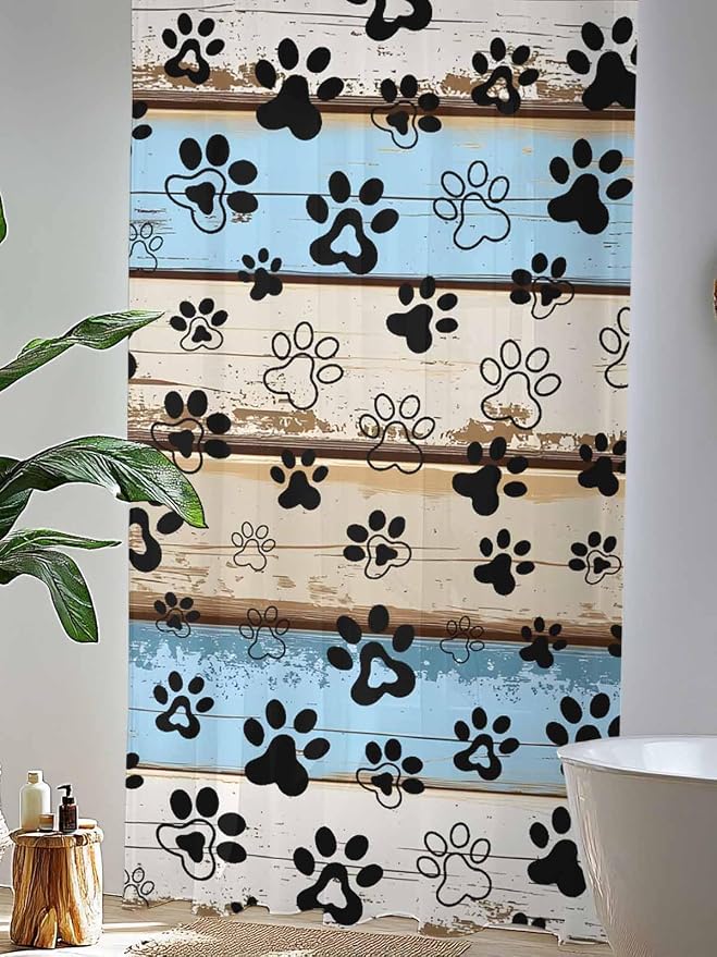 Sheer Curtains 108 Inches Long, Vintage Farmhouse Rustic Wooden Grain Privacy - Image 4