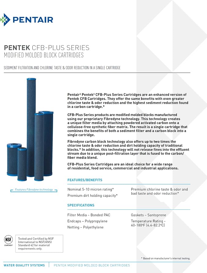 Pentair Pentek CFB-Plus10BB Big Blue Carbon Water Filter, Whole House Fibredyne - Image 3