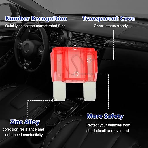 Maxi Blade Fuse Assortment, Car Fuse, 20A 30A 40A 50A 60A 70A Maxi Auto Fuse Kit - Image 6