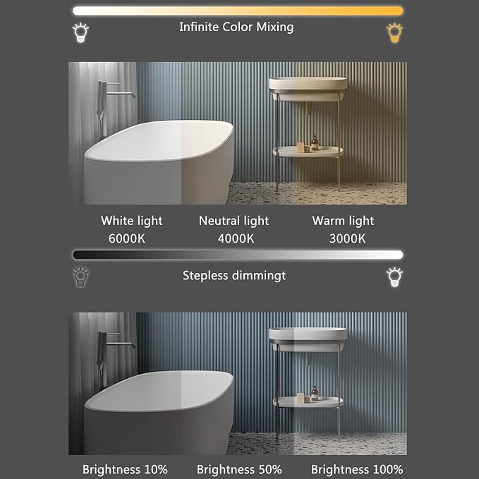 Bathroom Mirror with LED Lights, Wall Mounted Bathroom Mirrors, Bathroom - Image 3