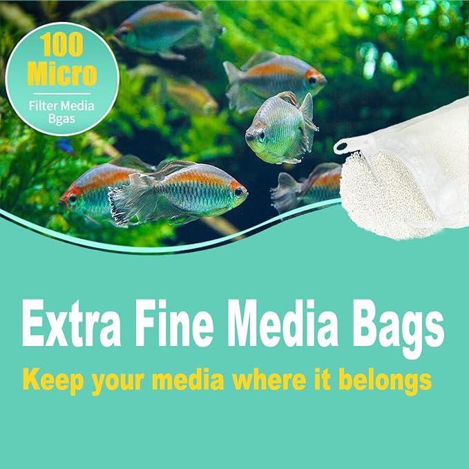 AQUANEAT Aquarium Filter Media Bags 15pcs Fish Tank Extra Fine 100 Micron Mesh - Image 2