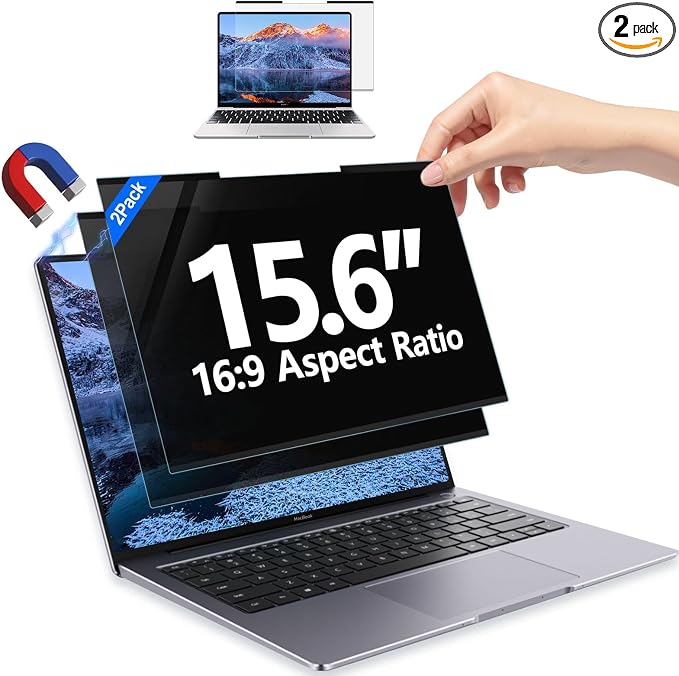 2Pack Magnetic 15.6 Inch Laptop Privacy Screen 16:9 Aspect Ratio, Removable by HOME