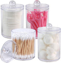 4 Pack Acrylic Qtip Holder Dispenser,Bathroom Canisters Apothecary Jar Set, Vanity Makeup Storage Organizer Set,10 oz