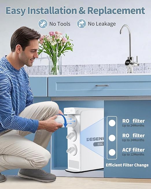 Reverse Osmosis System, Dual RO Water Filter, 800 GPD Fast Flow, 3:1 Pure to - Image 8