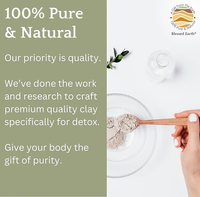 Blessed Earth Detox Clay Bath, 100% Pure Sodium Bentonite Therapeutic Grade – Cleansing and Purifying, by Evenbetternow LLC, Sample Size 1 lb (16 oz)