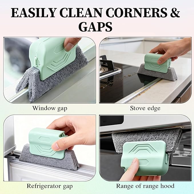 3PCS Magic Window Track Cleaner, 2025 Upgraded Window Groove Cleaning Brush Tools Set, Hand-held Window Track Cleaning Tools for Window lides Gaps Tile Lines Shutter Car Vents (Grey + Pink + Green)