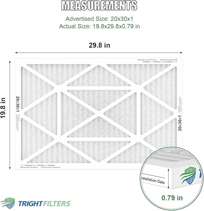 20x30x1 Air Filter 4 Pack, MERV 8 Pleated Dust Defense Air Filters Replacement - Image 2
