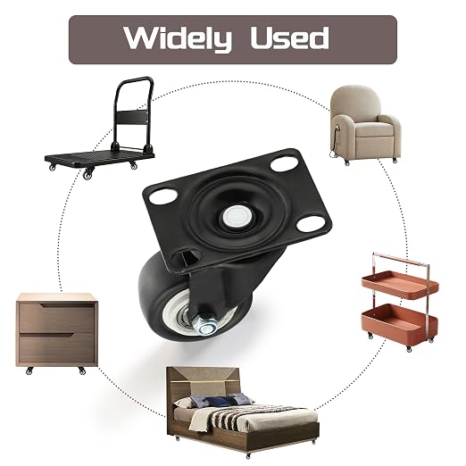 Alise Caster Wheels, Polyurethane Foam No Noise Anti-wear Smooth Plate Castor - Image 4