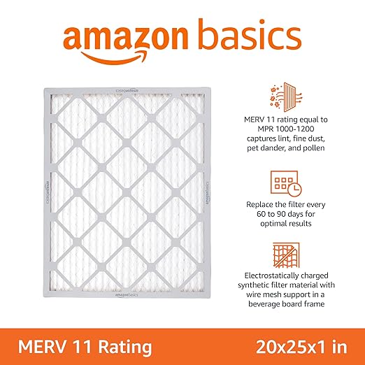 Amazon Basics 20x25x1 Air Filter 6-Pack, MERV 11 AC Furnace Filters, Allergy - Image 2