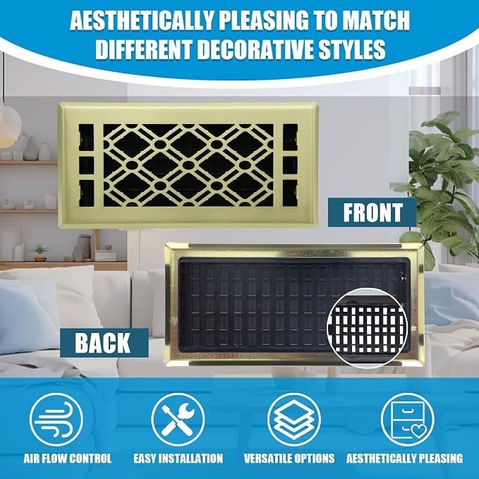 Floor Register Vents Modern AC Vent Cover Ease Adjust Air Vent Cover 4x12 Inch - Image 2