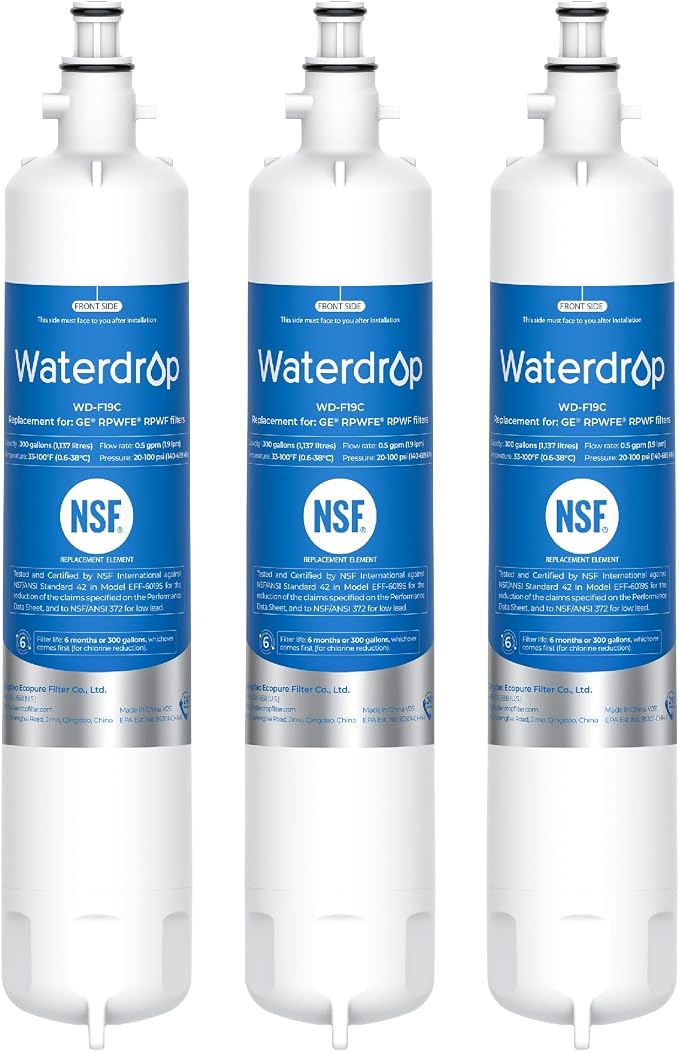 Waterdrop WD-F19C Replacement for GE® RPWFE®, RPWF Refrigerator Water Filter by Waterdrop
