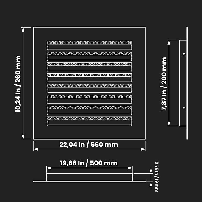 Repa Market 20" x 8" Inch Galvanized Steel Black Soffit Air Vent Cover - Image 2