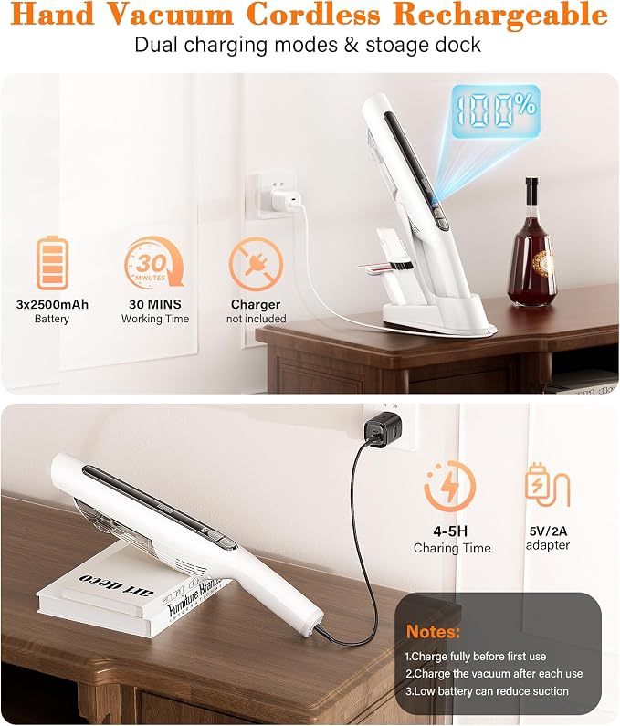 Handheld Vacuum Cordless, 24KPA High Power Car Vacuum - Image 4
