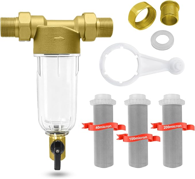 Spin Down Sediment Filter, Inline Water Filter by Heliwoo