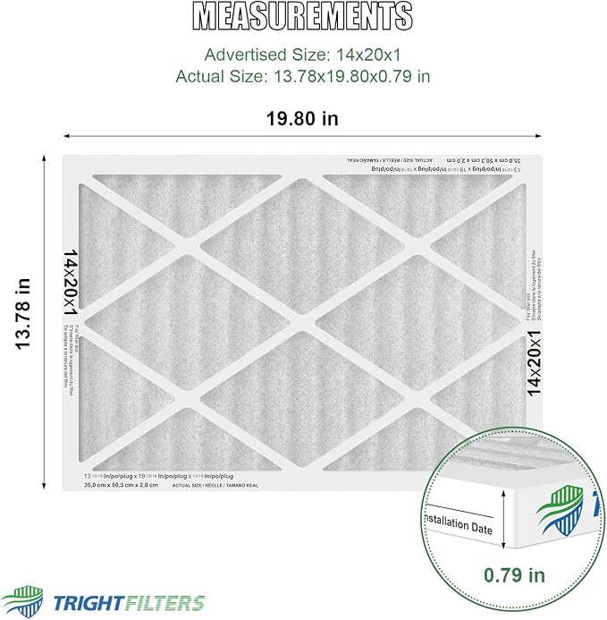 14x20x1 Air Filter 4 Pack, MERV 8 Pleated Dust Defense Air Filters Replacement - Image 2