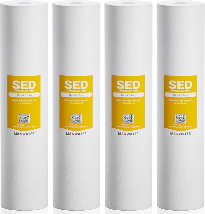 Max Water 5 Micron 20 x 4.5 Sediment Filter 20 inch Whole House BB Water by MaxWater