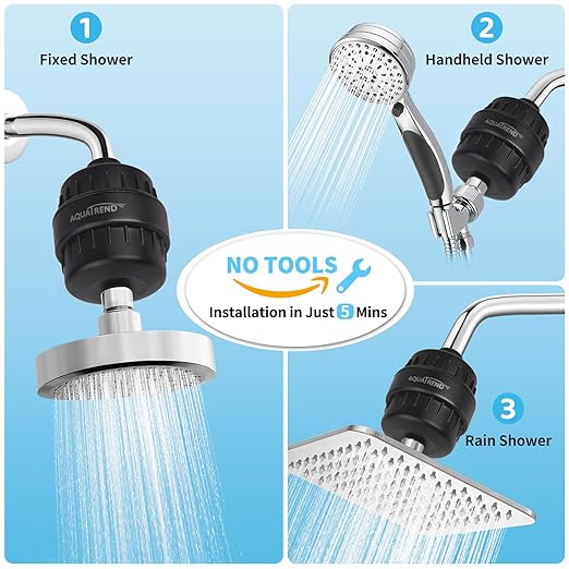 Shower Filter For Hard Water, 25 Stage Shower Head Filter For Removing Chlorine And Fluoride, Water Filter For Shower Head, Improve Your Skin Hair Nail Health, Matte Black