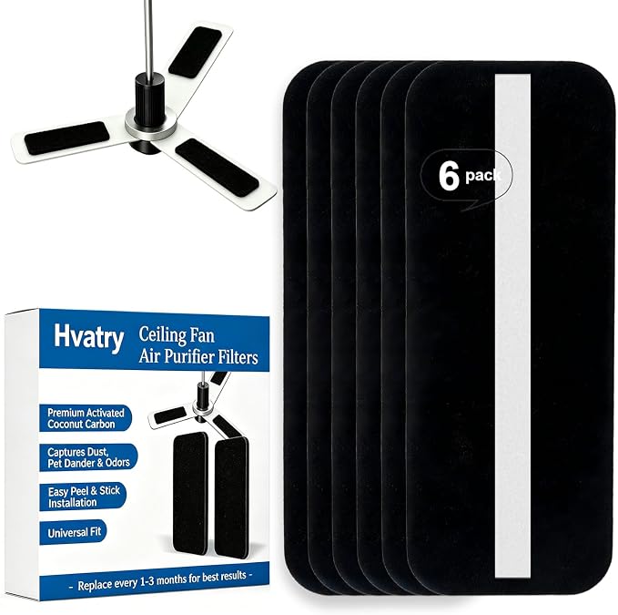 Ceiling Fan Filters for Blades, Captures Dust, Pet Dander & Odors, Easy Peel & by Hvatry