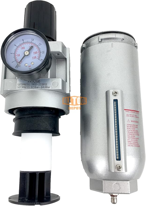 3/4" NPT SUPER DUTY Compressed Air In Line Filter Regulator Combo Piggyback - Image 5