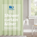 2-in-1 Waterproof Extra Long Fabric Shower Curtain or Liner,Linen Textured,84 Inch Breathable TPU & Washable Bathroom Shower Curtain Set with 12 Plastic Hooks,Modern,72"x84",Green