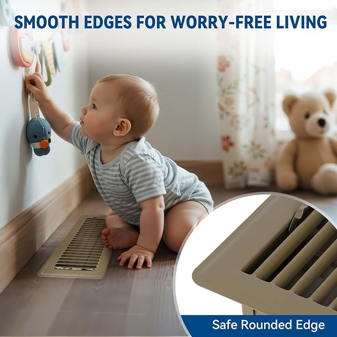 4" x 12" Floor Register Vent Covers 4-Pack, Walkable Powder-Coated Metal Vent - Image 3